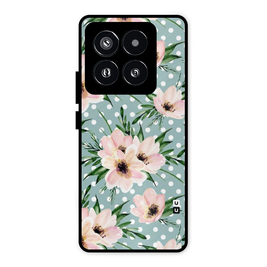 Polka Art Floral Metal Back Case for Xiaomi 14 Pro