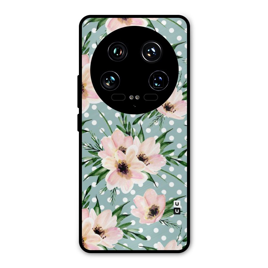 Polka Art Floral Metal Back Case for Xiaomi 14 Ultra