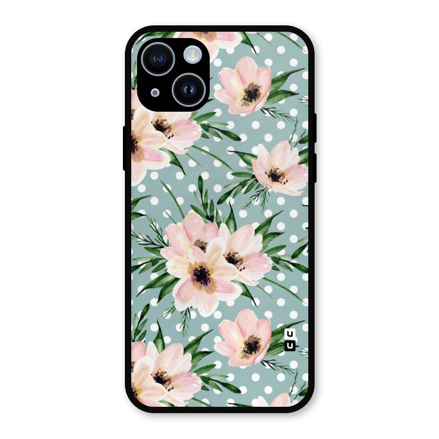 Polka Art Floral Metal Back Case for iPhone 14