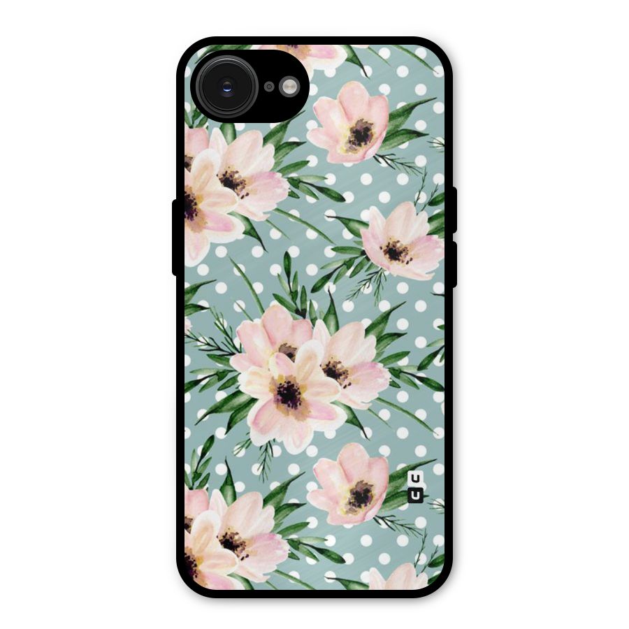 Polka Art Floral Metal Back Case for iPhone 16e