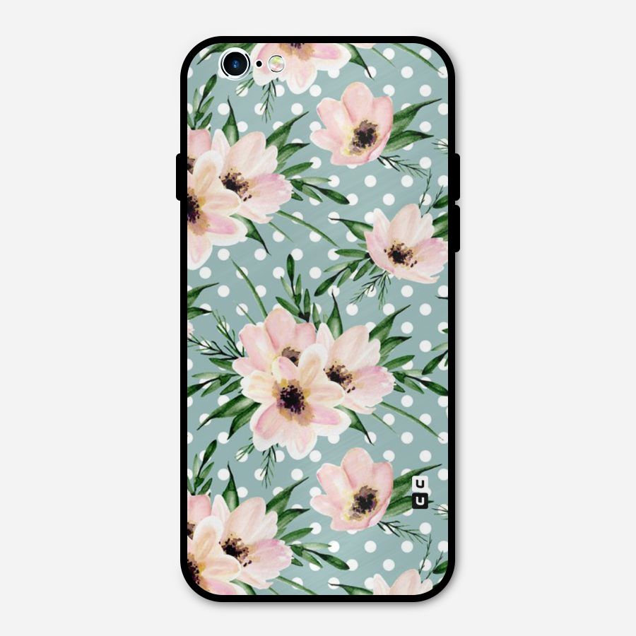 Polka Art Floral Metal Back Case for iPhone 6 6s