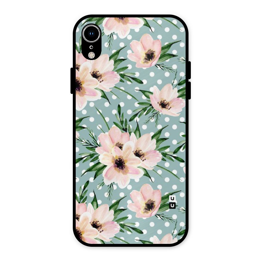 Polka Art Floral Metal Back Case for iPhone XR