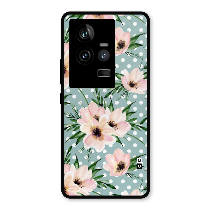 Polka Art Floral Metal Back Case for iQOO 11 5G