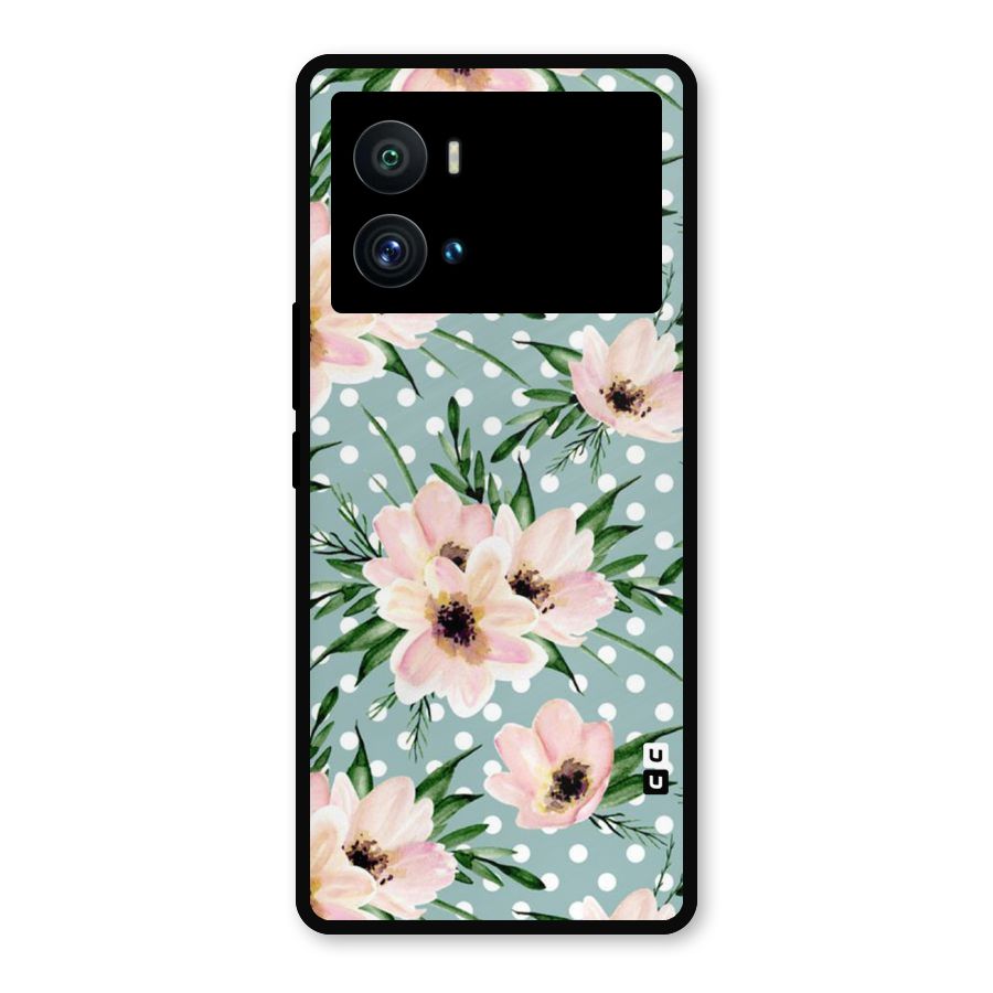 Polka Art Floral Metal Back Case for iQOO 9 Pro