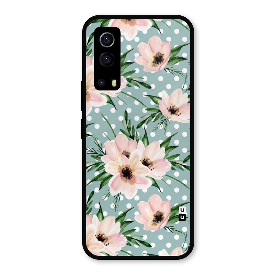 Polka Art Floral Metal Back Case for iQOO Z3