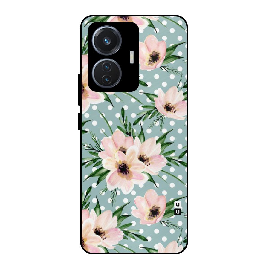 Polka Art Floral Metal Back Case for iQOO Z6 44W