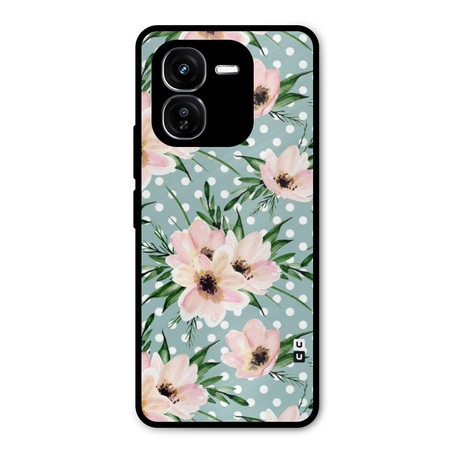 Polka Art Floral Metal Back Case for iQOO Z9x