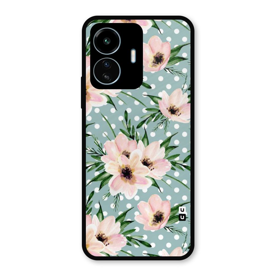Polka Art Floral Metal Back Case for vivo iQOO Z6 Lite 5G