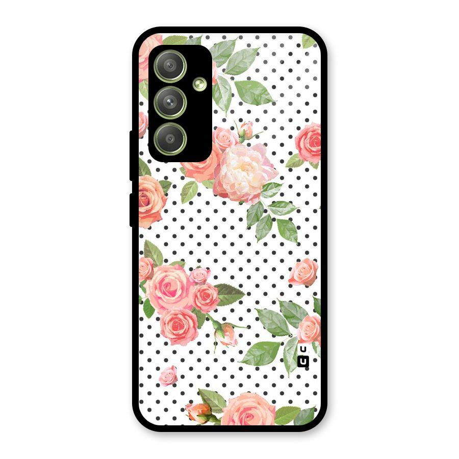 Polka Bloom White Glass Back Case for Galaxy A54