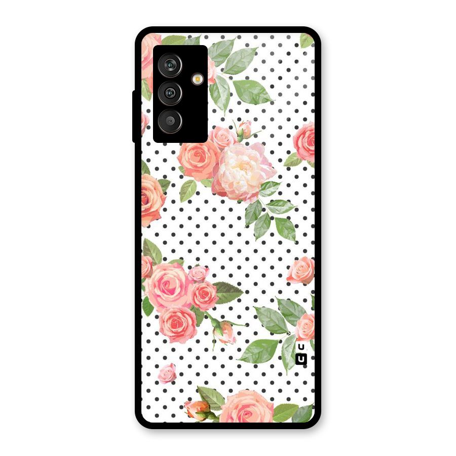 Polka Bloom White Glass Back Case for Galaxy M13