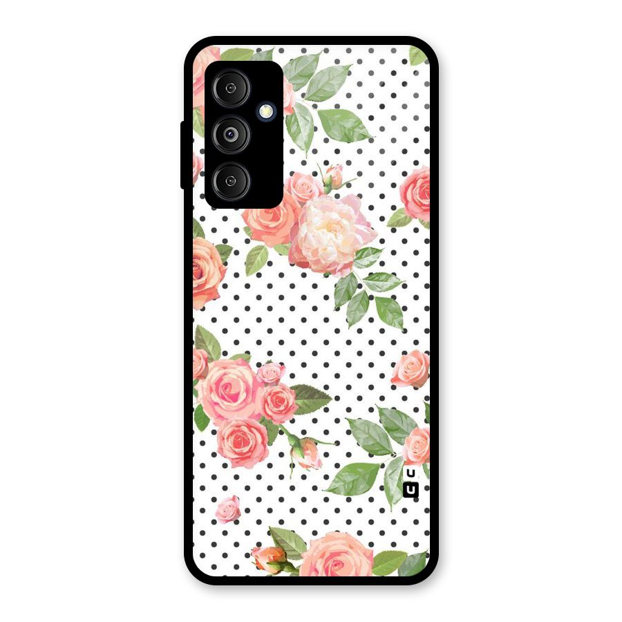 Polka Bloom White Glass Back Case for Galaxy M14 5G