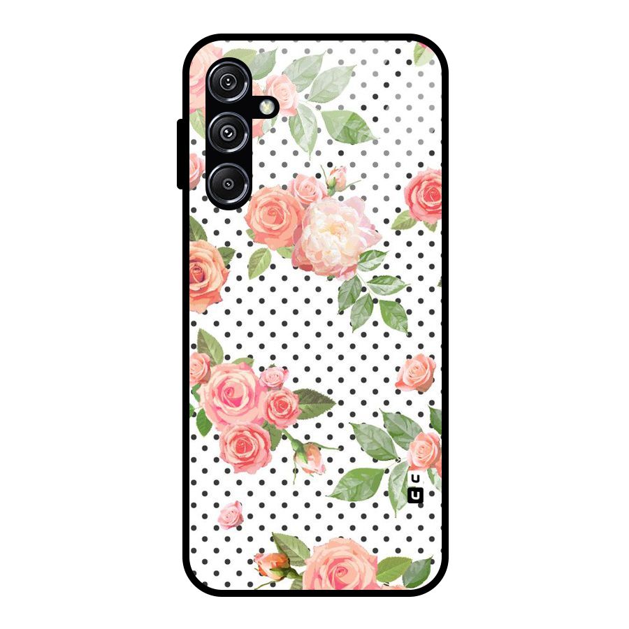 Polka Bloom White Glass Back Case for Galaxy M34 5G