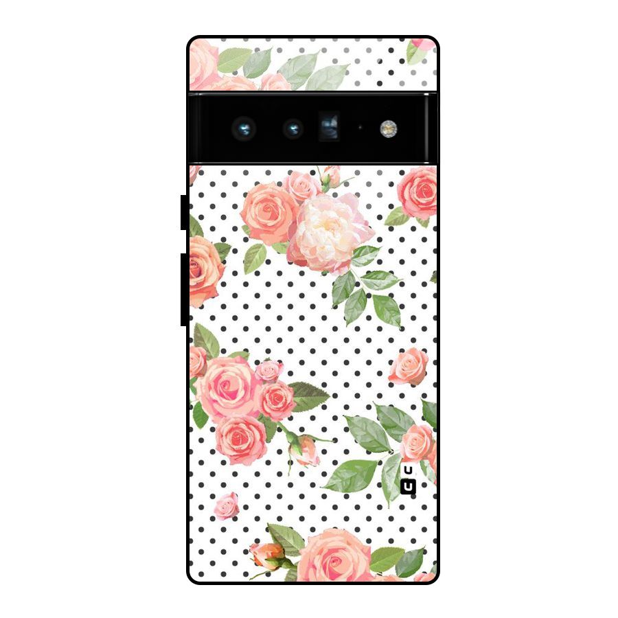 Polka Bloom White Glass Back Case for Google Pixel 6 Pro
