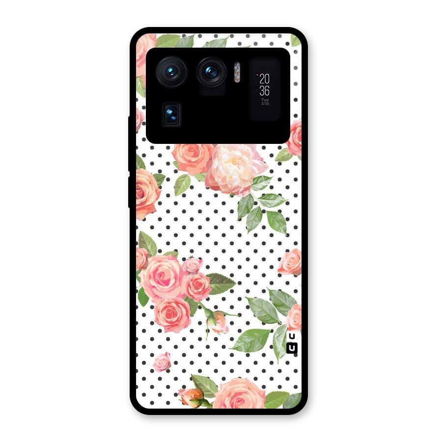 Polka Bloom White Glass Back Case for Mi 11 Ultra