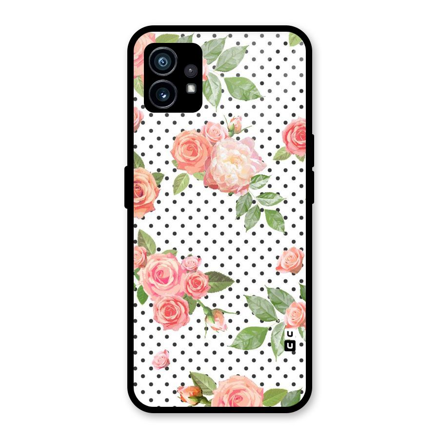 Polka Bloom White Glass Back Case for Nothing Phone 1