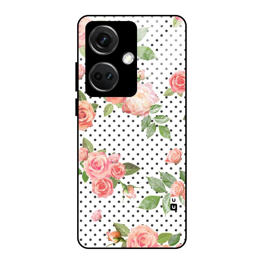 Polka Bloom White Glass Back Case for OnePlus Nord CE 3 5G