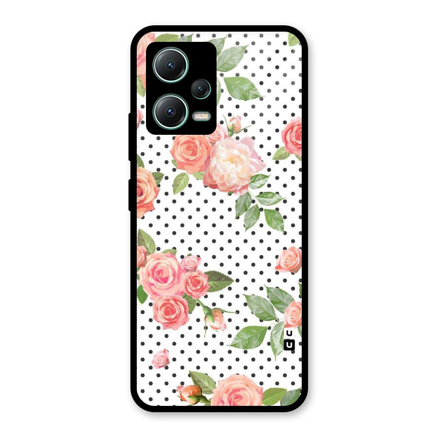 Polka Bloom White Glass Back Case for Poco X5