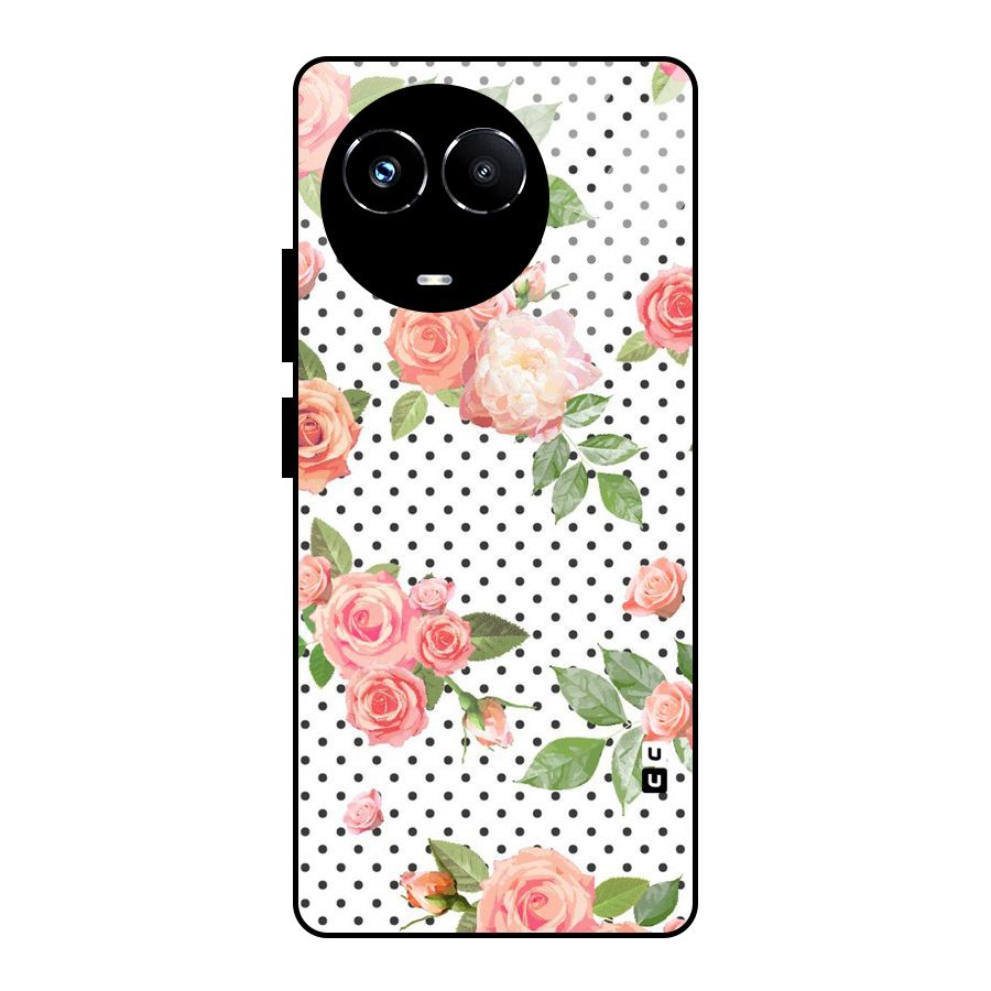 Polka Bloom White Glass Back Case for Realme 11X