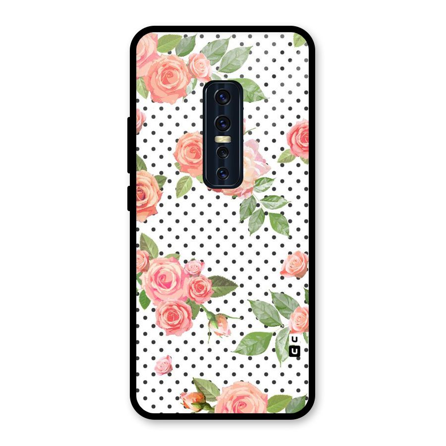 Polka Bloom White Glass Back Case for Vivo V17 Pro