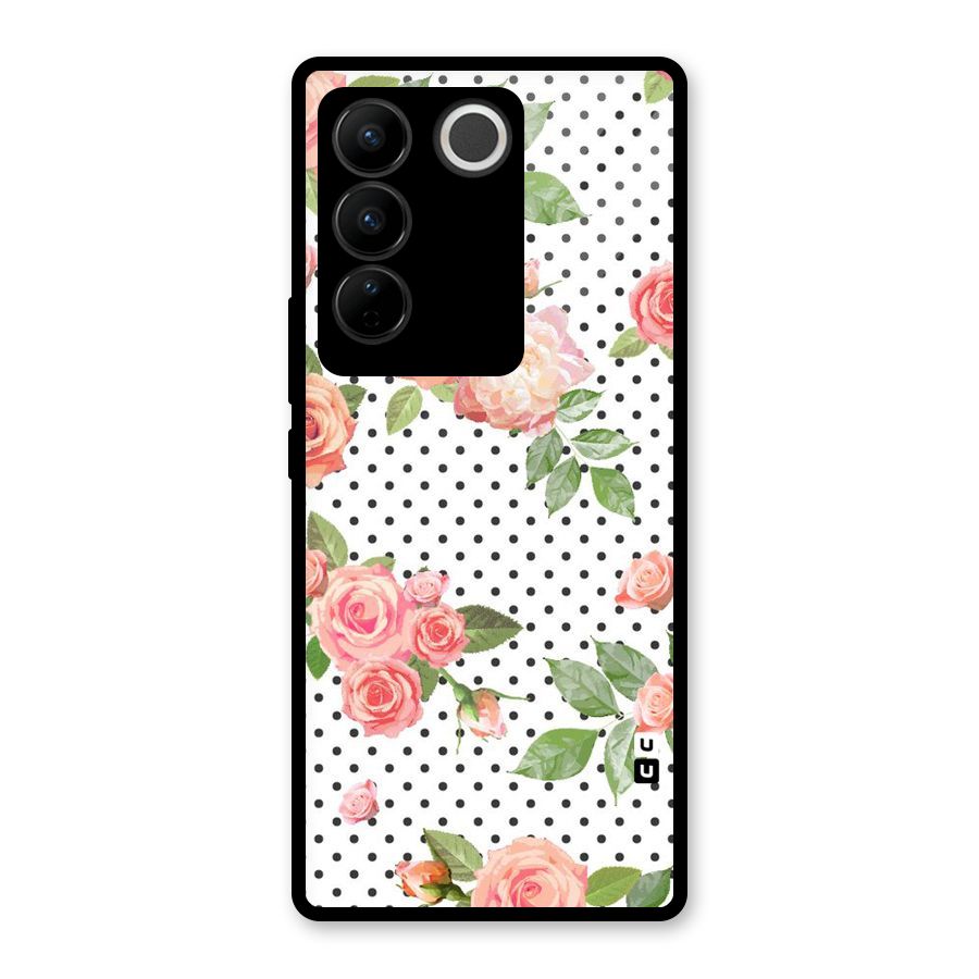 Polka Bloom White Glass Back Case for Vivo V27