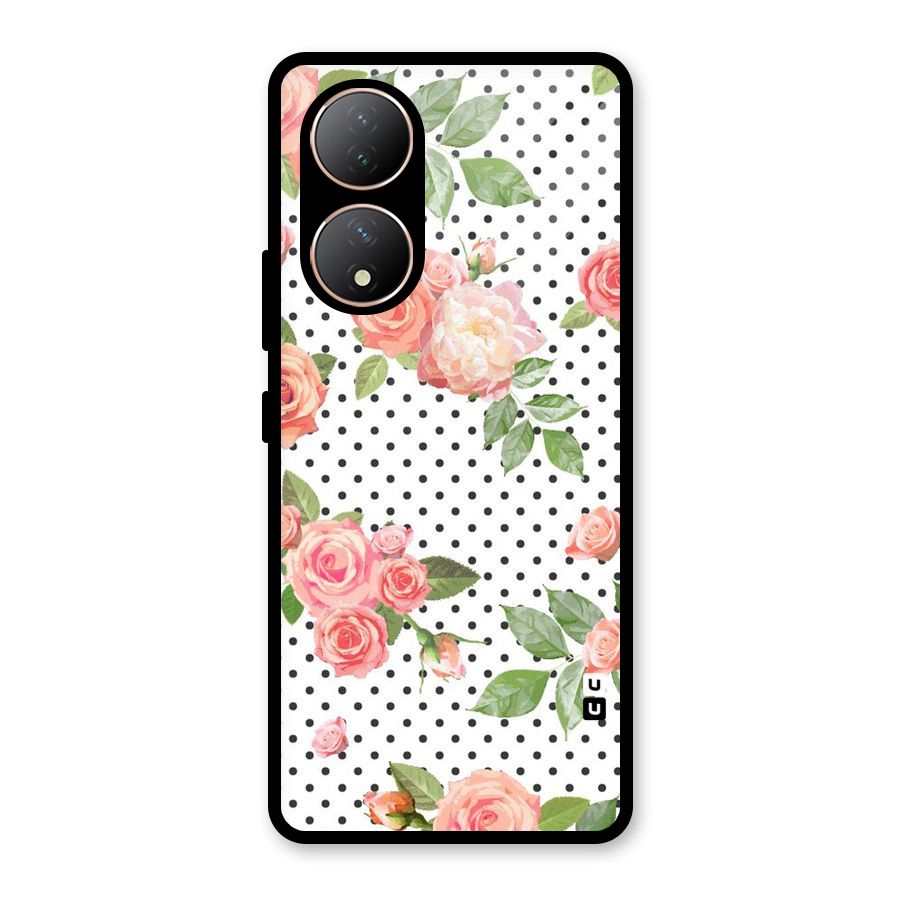 Polka Bloom White Glass Back Case for Vivo Y100A