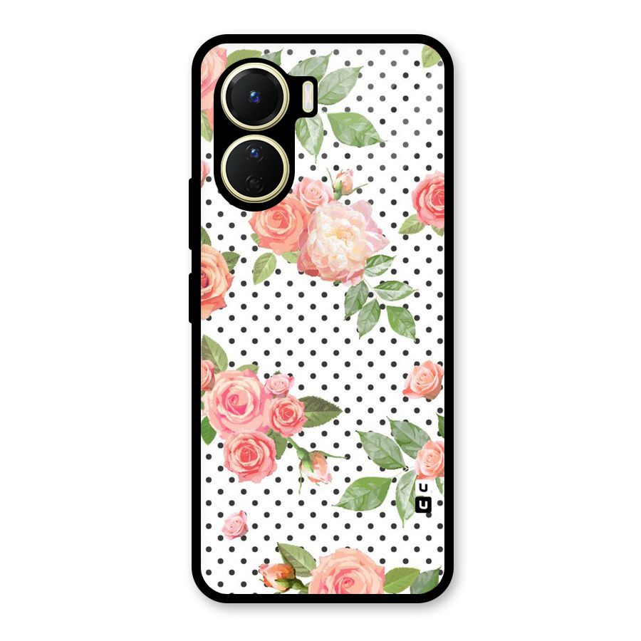 Polka Bloom White Glass Back Case for Vivo Y16