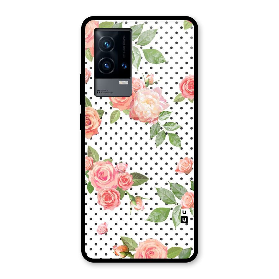 Polka Bloom White Glass Back Case for iQOO 9 5G
