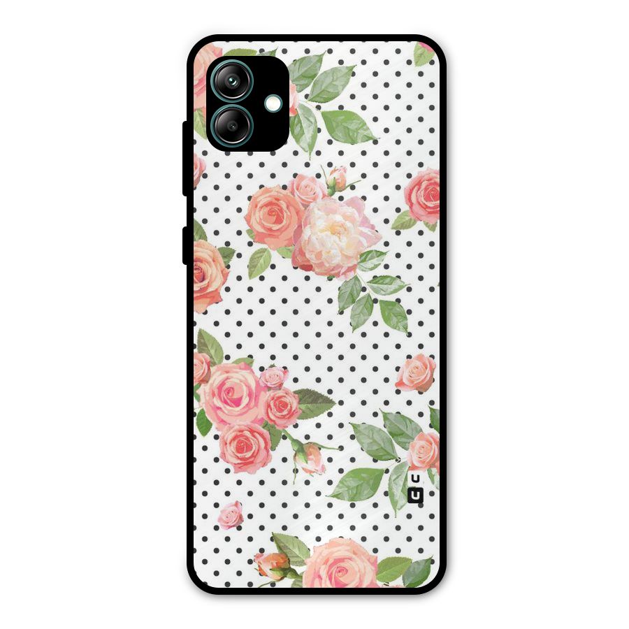 Polka Bloom White Metal Back Case for Galaxy A04