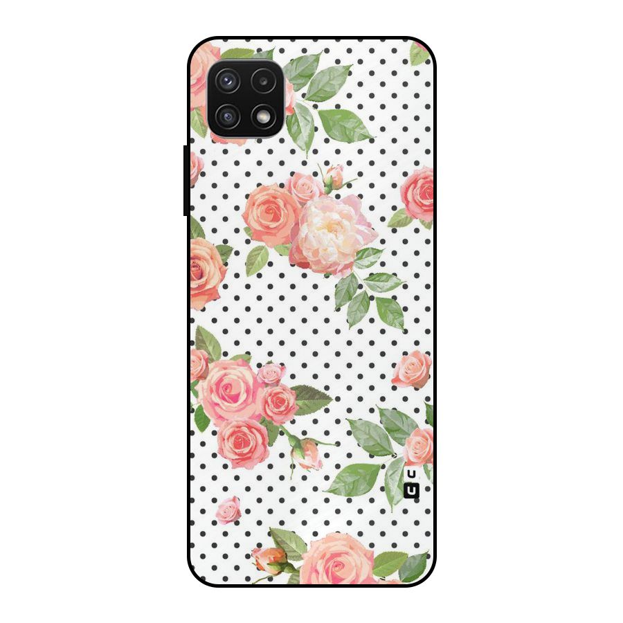 Polka Bloom White Metal Back Case for Galaxy A22 5G