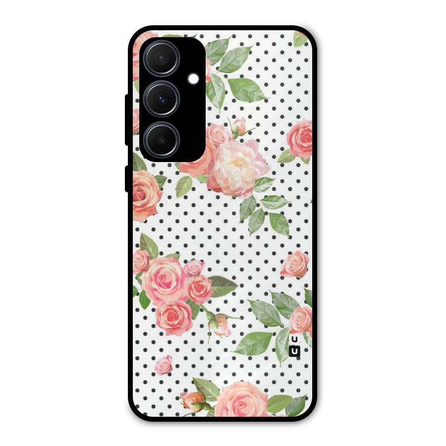 Polka Bloom White Metal Back Case for Galaxy A35