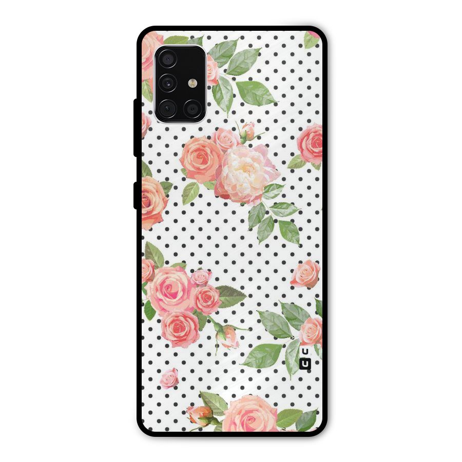 Polka Bloom White Metal Back Case for Galaxy A51