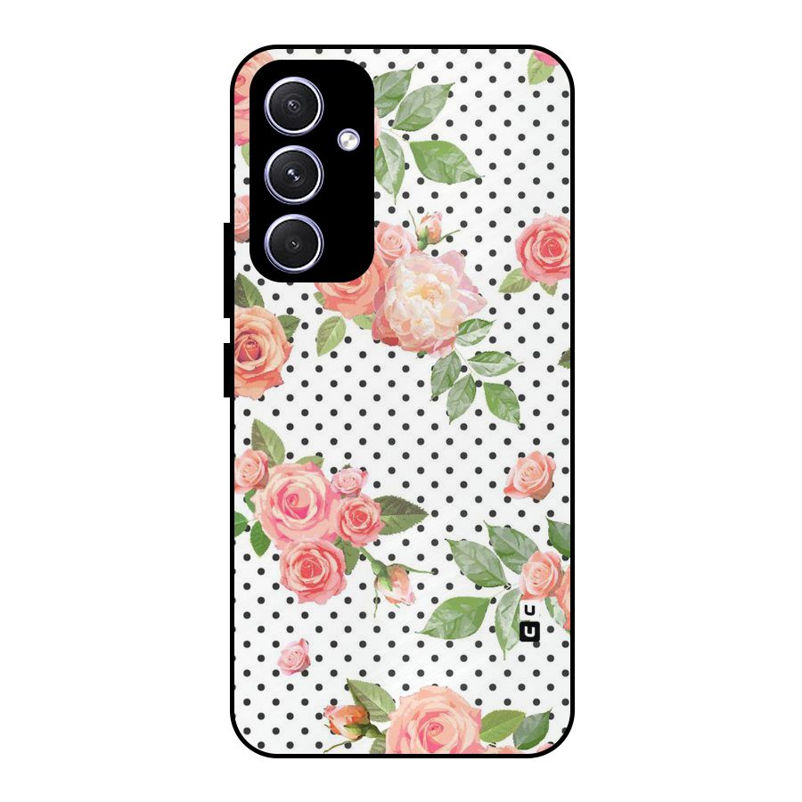 Polka Bloom White Metal Back Case for Galaxy A54