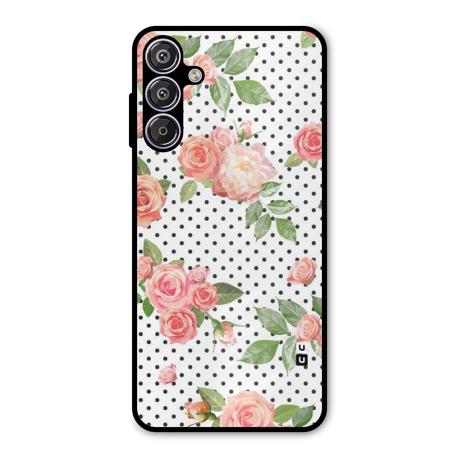 Polka Bloom White Metal Back Case for Galaxy M15