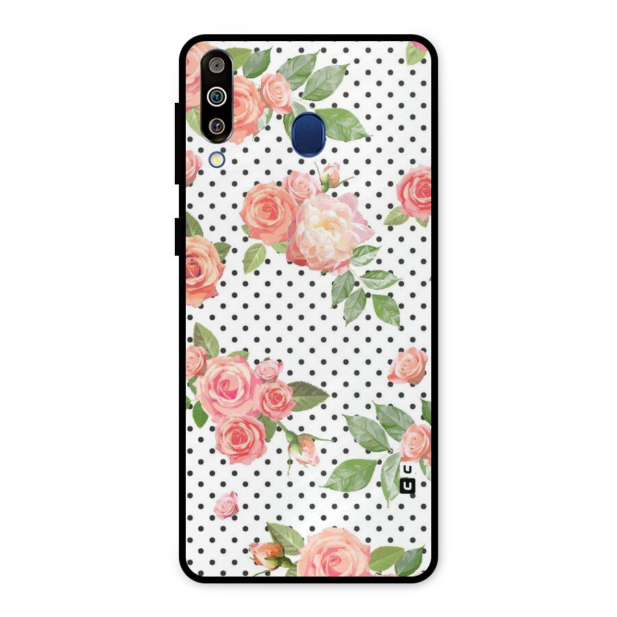 Polka Bloom White Metal Back Case for Galaxy M30