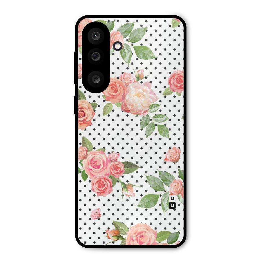 Polka Bloom White Metal Back Case for Galaxy M56
