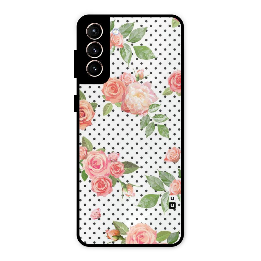 Polka Bloom White Metal Back Case for Galaxy S21 Plus