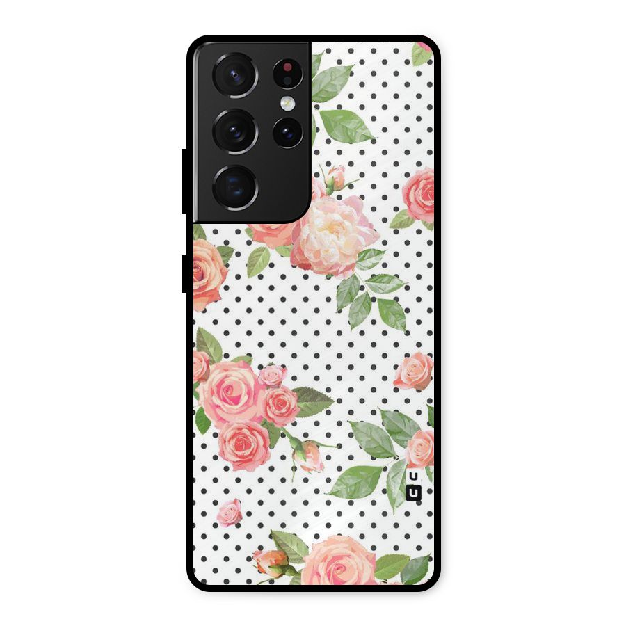 Polka Bloom White Metal Back Case for Galaxy S21 Ultra 5G