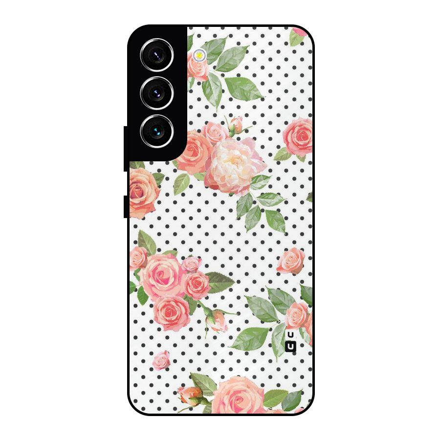Polka Bloom White Metal Back Case for Galaxy S22 5G