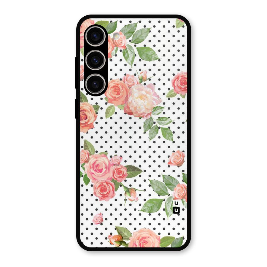 Polka Bloom White Metal Back Case for Galaxy S23 Plus
