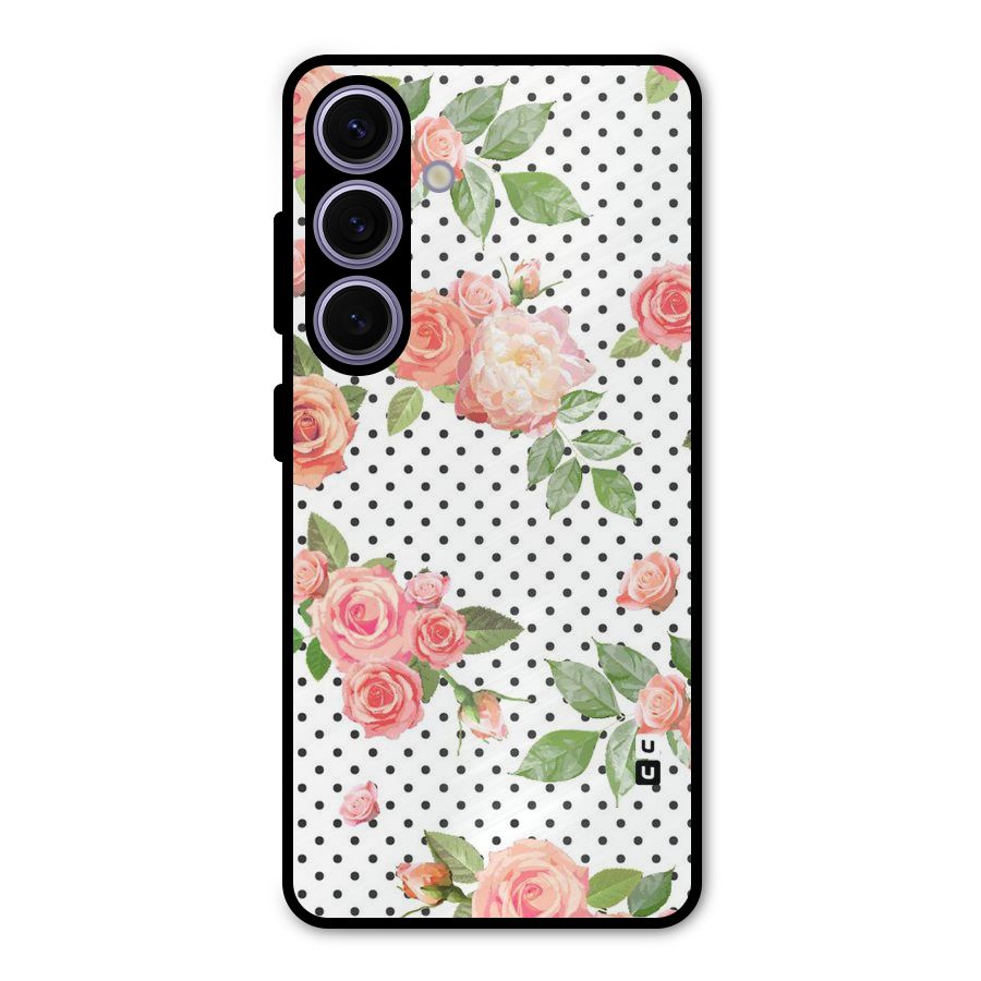 Polka Bloom White Metal Back Case for Galaxy S24