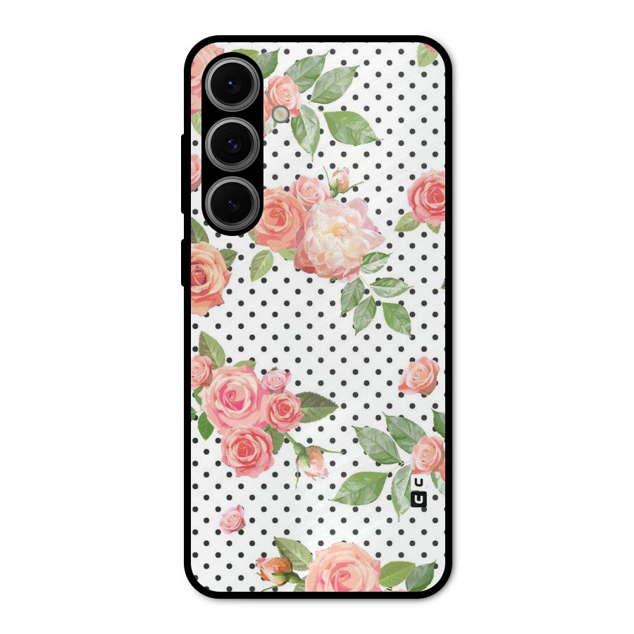 Polka Bloom White Metal Back Case for Galaxy S24 FE
