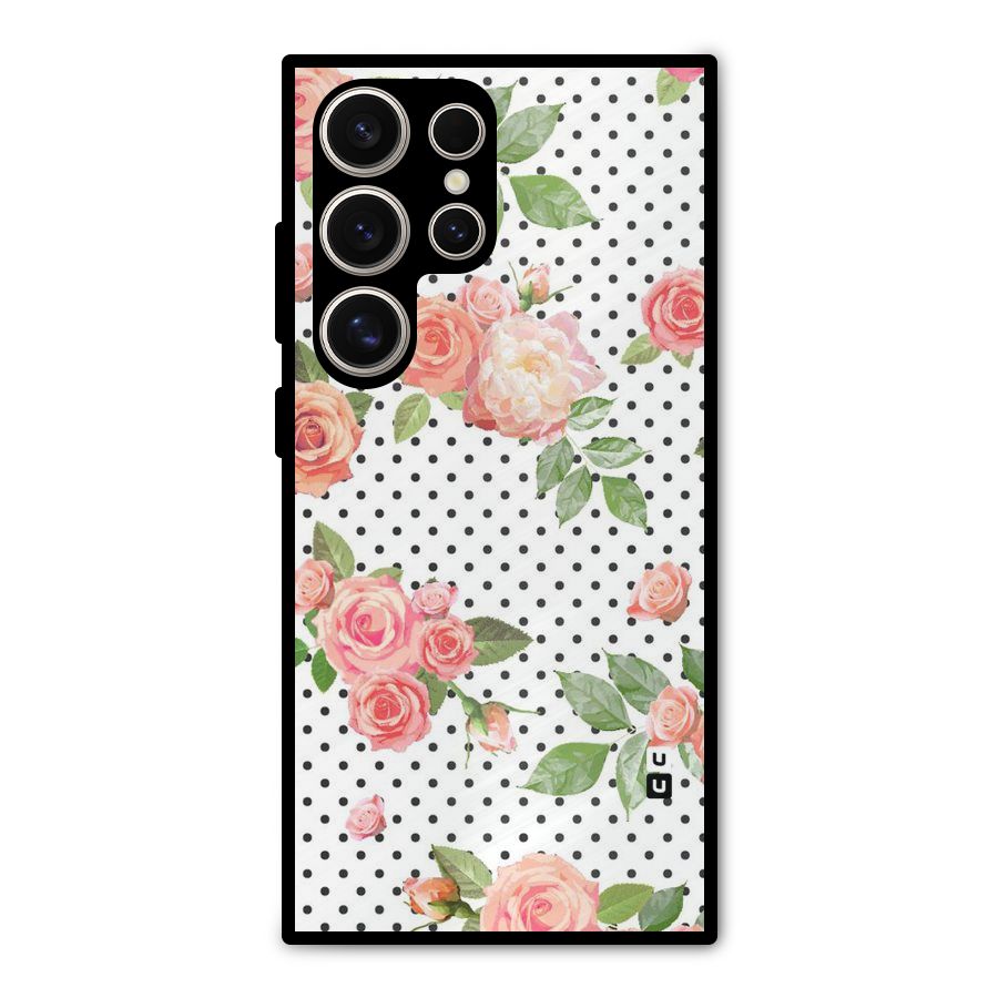 Polka Bloom White Metal Back Case for Galaxy S24 Ultra