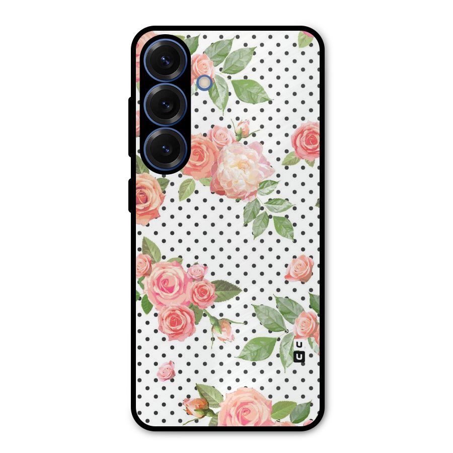 Polka Bloom White Metal Back Case for Galaxy S25
