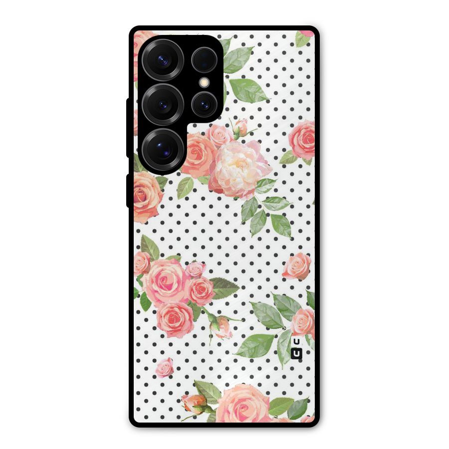 Polka Bloom White Metal Back Case for Galaxy S25 Ultra