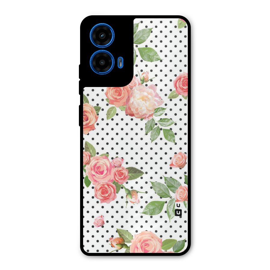 Polka Bloom White Metal Back Case for Moto G45