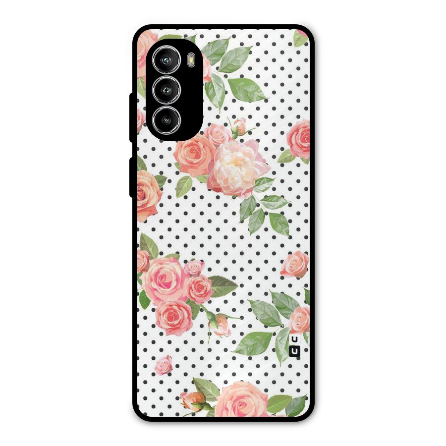 Polka Bloom White Metal Back Case for Moto G52