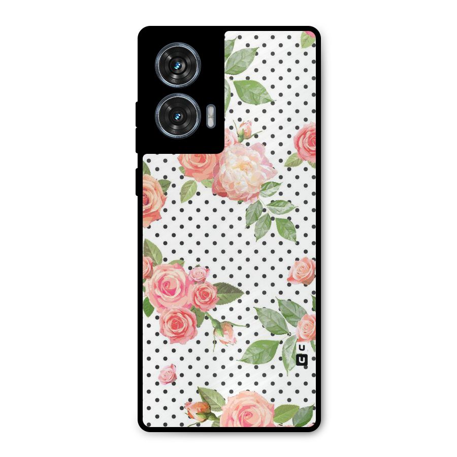 Polka Bloom White Metal Back Case for Motorola Edge 50 Fusion