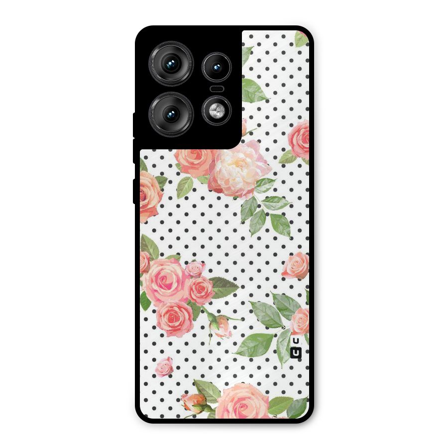 Polka Bloom White Metal Back Case for Motorola Edge 50 Pro