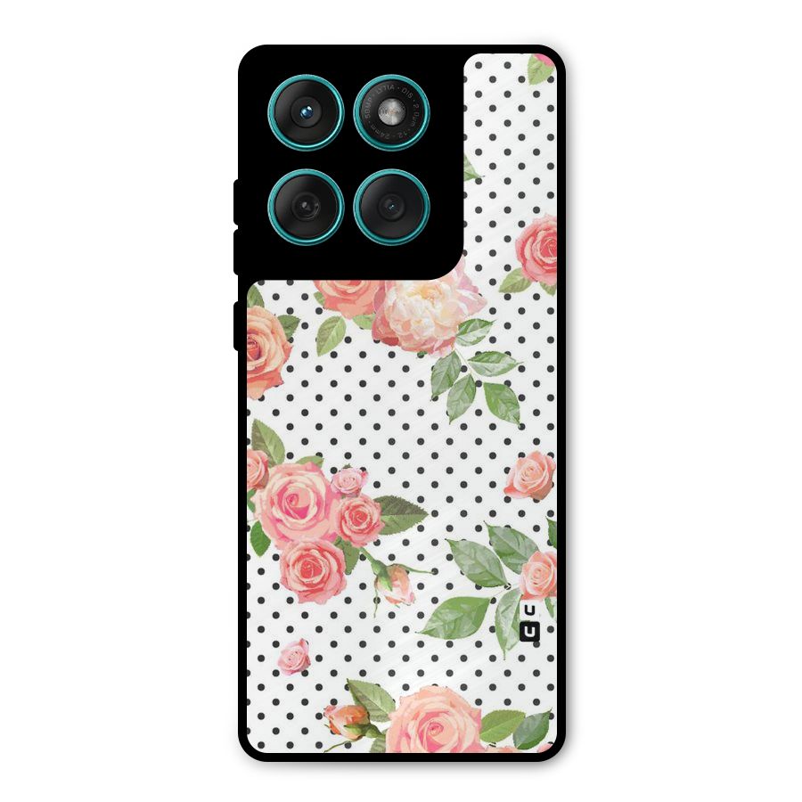 Polka Bloom White Metal Back Case for Motorola Edge 60