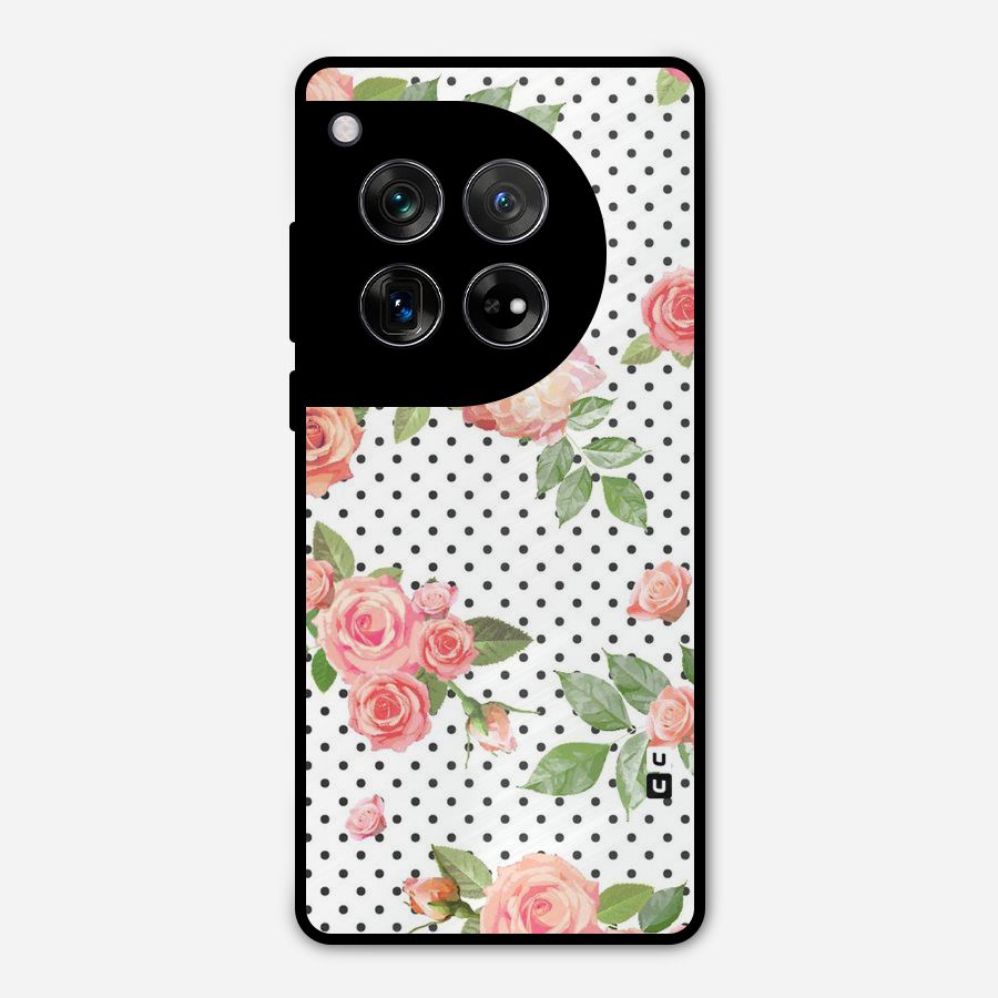 Polka Bloom White Metal Back Case for OnePlus 12